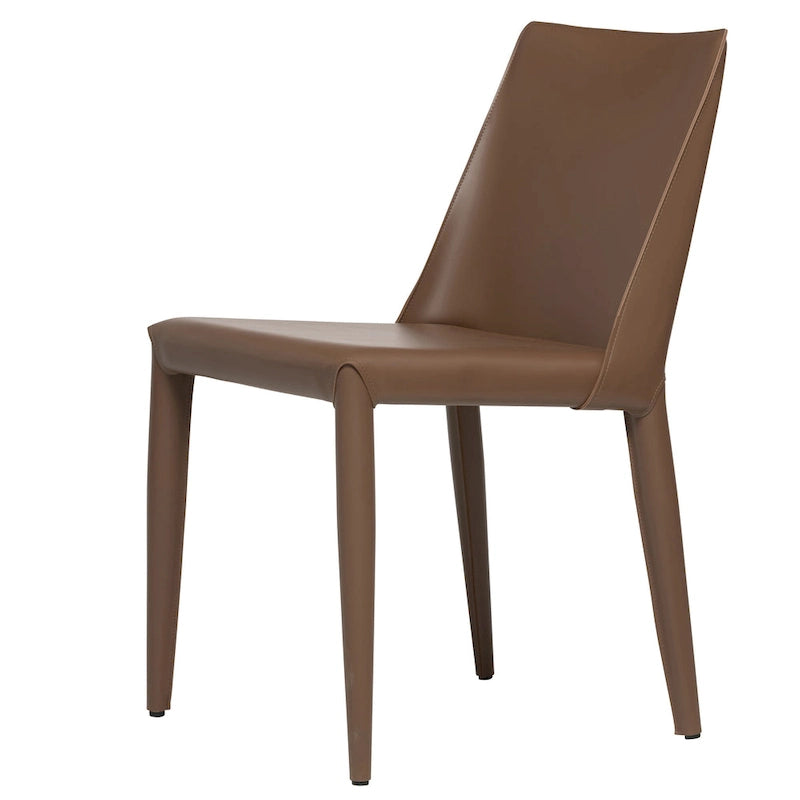 Chaise de salle à manger moderne végétalienne mi-siècle marron, simple