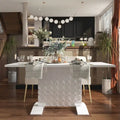 Table à manger extensible blanche/noire pour jusqu'à 6 personnes