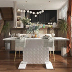Table à manger extensible blanche/noire pour jusqu'à 6 personnes