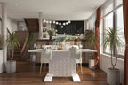 Table à manger extensible blanche/noire pour jusqu'à 6 personnes