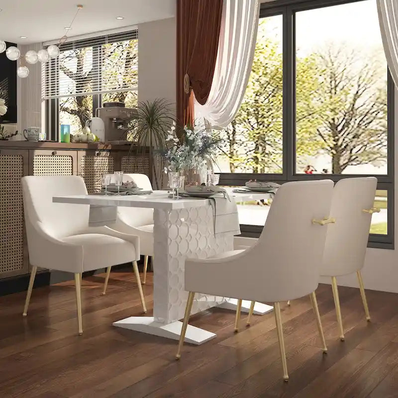 Table à manger extensible blanche/noire pour jusqu'à 6 personnes
