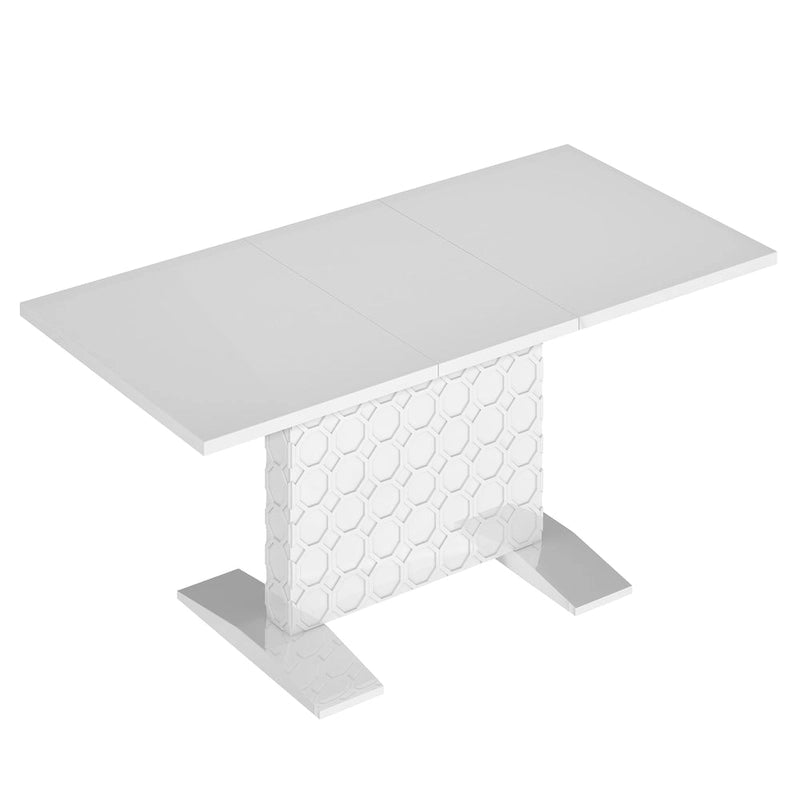 Table à manger extensible blanche/noire pour jusqu'à 6 personnes