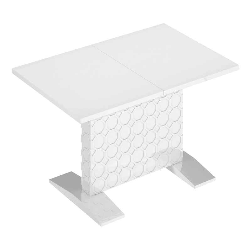 Table à manger extensible blanche/noire pour jusqu'à 6 personnes