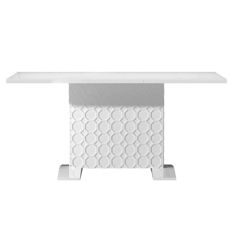 Table à manger extensible blanche/noire pour jusqu'à 6 personnes