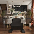 Table à manger extensible blanche/noire pour jusqu'à 6 personnes