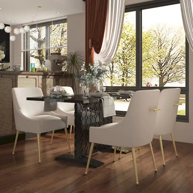 Table à manger extensible blanche/noire pour jusqu'à 6 personnes