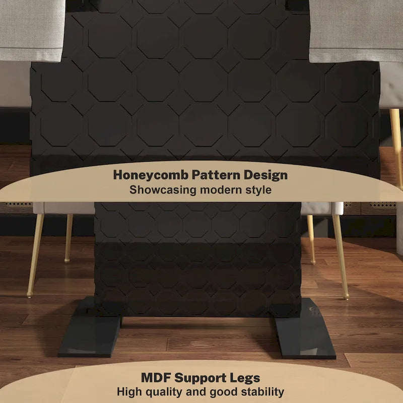 Table à manger extensible blanche/noire pour jusqu'à 6 personnes