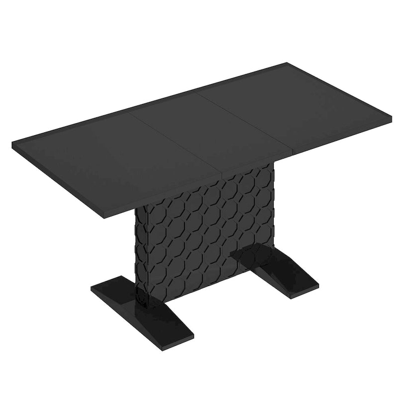 Table à manger extensible blanche/noire pour jusqu'à 6 personnes