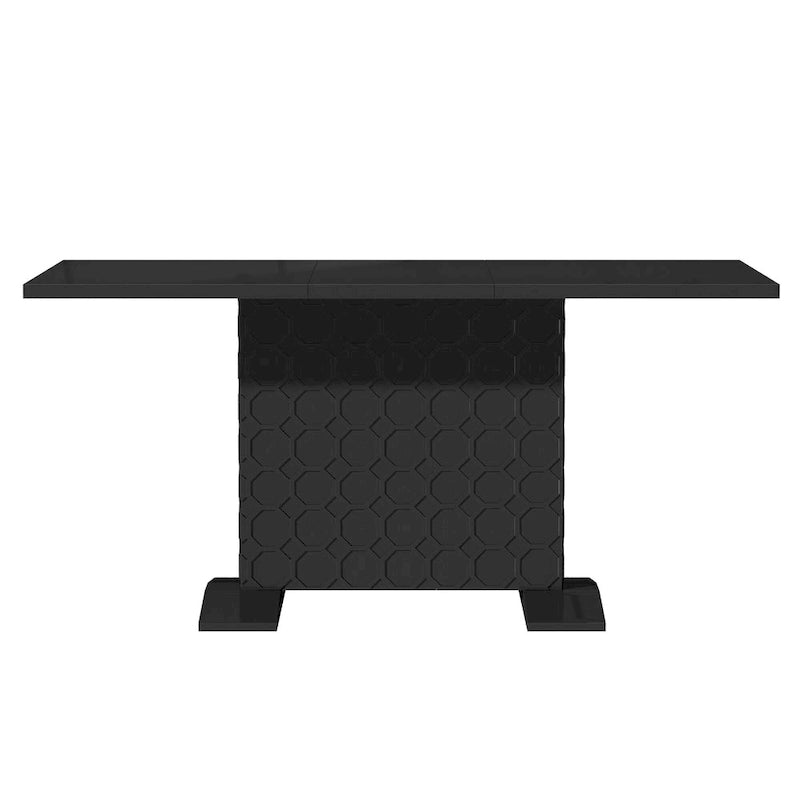Table à manger extensible blanche/noire pour jusqu'à 6 personnes