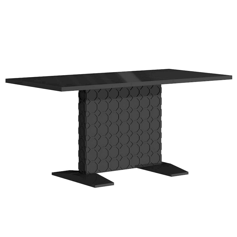 Table à manger extensible blanche/noire pour jusqu'à 6 personnes