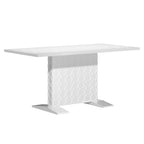 Table à manger extensible blanche/noire pour jusqu'à 6 personnes