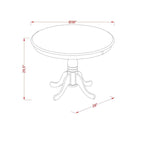 Table de salle à manger ronde à pied central, Buttermilk/Chêne/Blanc lin, 4 places