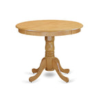 Table de salle à manger ronde à pied central, Buttermilk/Chêne/Blanc lin, 4 places