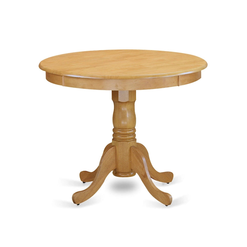 Table de salle à manger ronde à pied central, Buttermilk/Chêne/Blanc lin, 4 places