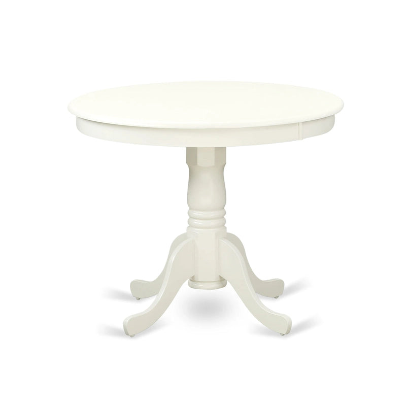 Table de salle à manger ronde à pied central, Buttermilk/Chêne/Blanc lin, 4 places