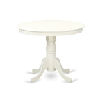 Table de salle à manger ronde à pied central, Buttermilk/Chêne/Blanc lin, 4 places