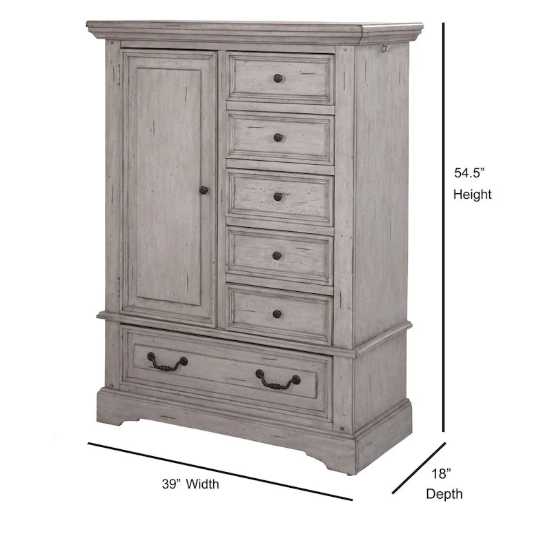 Commode pour homme transitionnelle gris/blanc antique vieilli