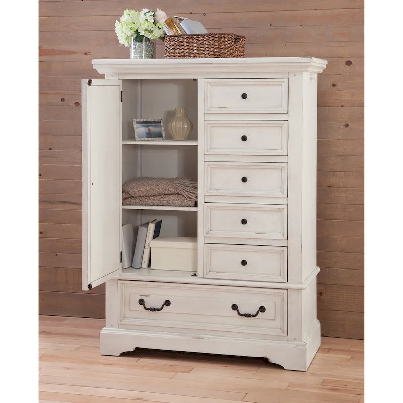Commode pour homme transitionnelle gris/blanc antique vieilli
