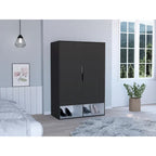 Armoire à deux portes avec tringle et étagères, Noir/Blanc & Chêne clair/Blanc, 1 personne
