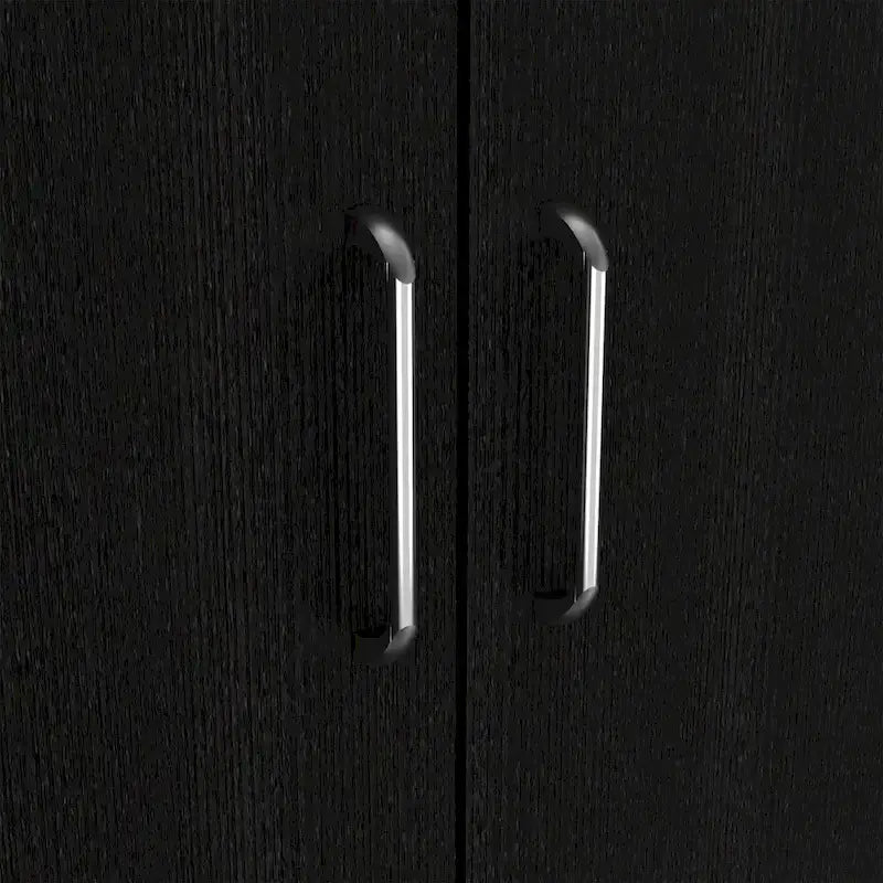 Armoire à deux portes avec tringle et étagères, Noir/Blanc & Chêne clair/Blanc, 1 personne