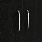 Armoire à deux portes avec tringle et étagères, Noir/Blanc & Chêne clair/Blanc, 1 personne