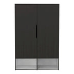 Armoire à deux portes avec tringle et étagères, Noir/Blanc & Chêne clair/Blanc, 1 personne