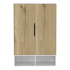 Armoire à deux portes avec tringle et étagères, Noir/Blanc & Chêne clair/Blanc, 1 personne
