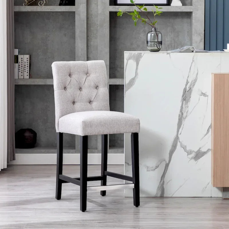 Tabouret de comptoir capitonné, marron / gris clair / bleu roi / gris / beige, assise pour 1