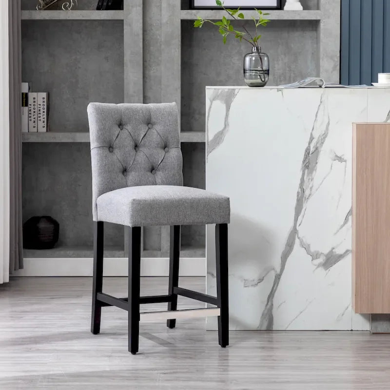 Tabouret de comptoir capitonné, marron / gris clair / bleu roi / gris / beige, assise pour 1