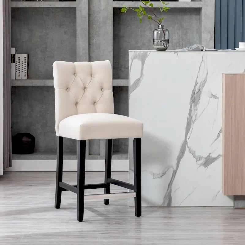 Tabouret de comptoir capitonné, marron / gris clair / bleu roi / gris / beige, assise pour 1