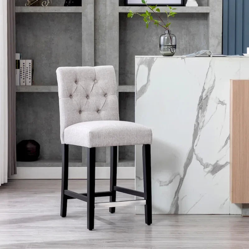 Tabouret de comptoir capitonné, marron / gris clair / bleu roi / gris / beige, assise pour 1
