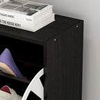 Meuble à chaussures en MDF blanc/noir avec 3 tiroirs abattants