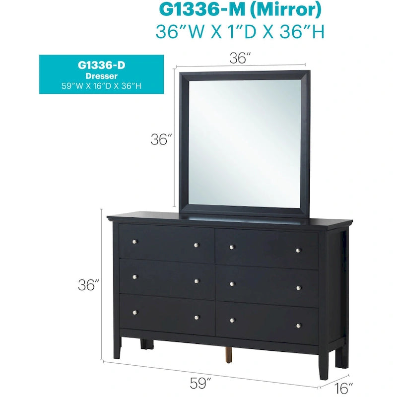 Commode 6 tiroirs — Blanc / Argent Champagne / Noir / Expresso
