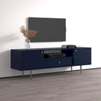 Meuble TV bleu mat de 160 cm – Convient aux écrans jusqu'à 70"
