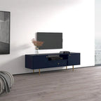 Meuble TV bleu mat de 160 cm – Convient aux écrans jusqu'à 70"