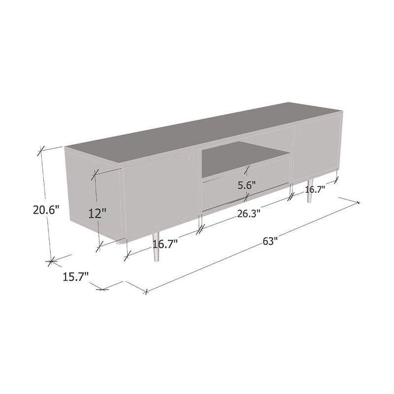 Meuble TV bleu mat de 160 cm – Convient aux écrans jusqu'à 70"