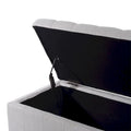 Banc de rangement capitonné en tissu crème, une place
