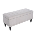 Banc de rangement capitonné en tissu crème, une place