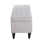 Banc de rangement capitonné en tissu crème, une place