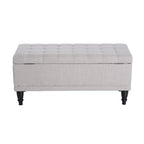 Banc de rangement capitonné en tissu crème, une place