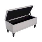 Banc de rangement capitonné en tissu crème, une place