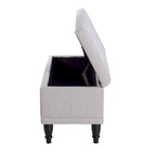 Banc de rangement capitonné en tissu crème, une place