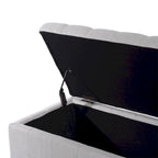 Banc de rangement capitonné en tissu crème, une place