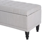 Banc de rangement capitonné en tissu crème, une place