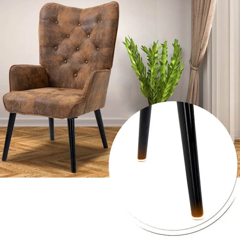 Fauteuil d'appoint dossier haut capitonné doré - Une place