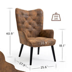 Fauteuil d'appoint dossier haut capitonné doré - Une place