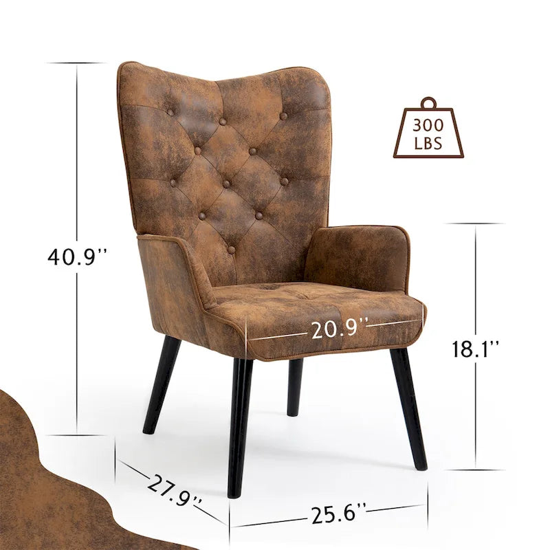Fauteuil d'appoint dossier haut capitonné doré - Une place