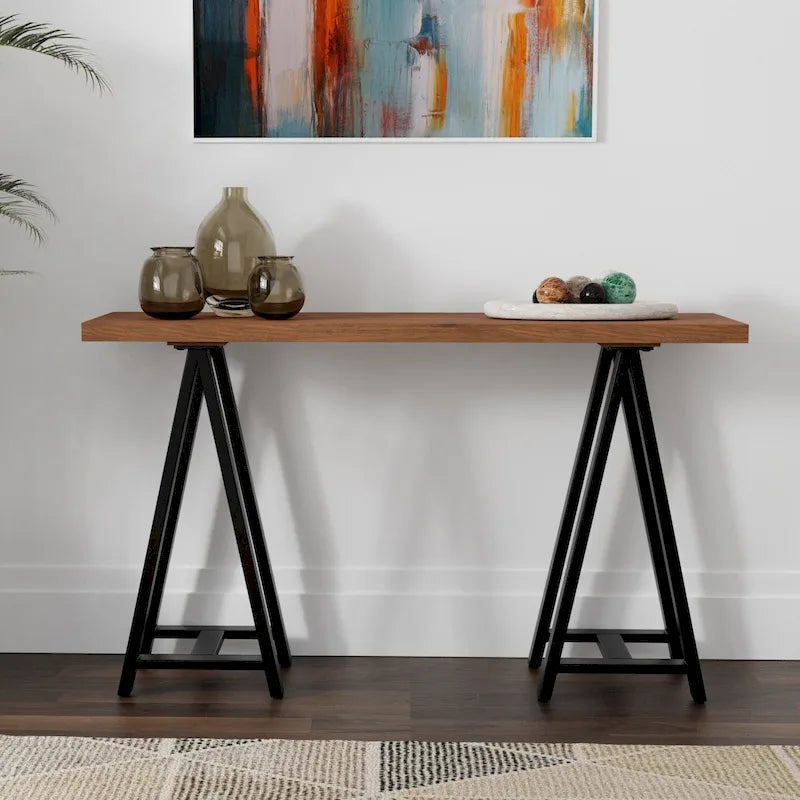 Console / Table d'appoint industrielle moderne en noyer