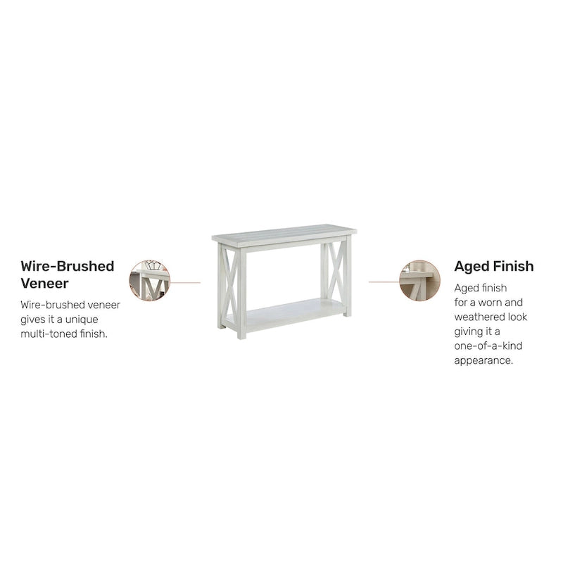 Console en placage de bois blanc cassé pour 1 à 2 personnes