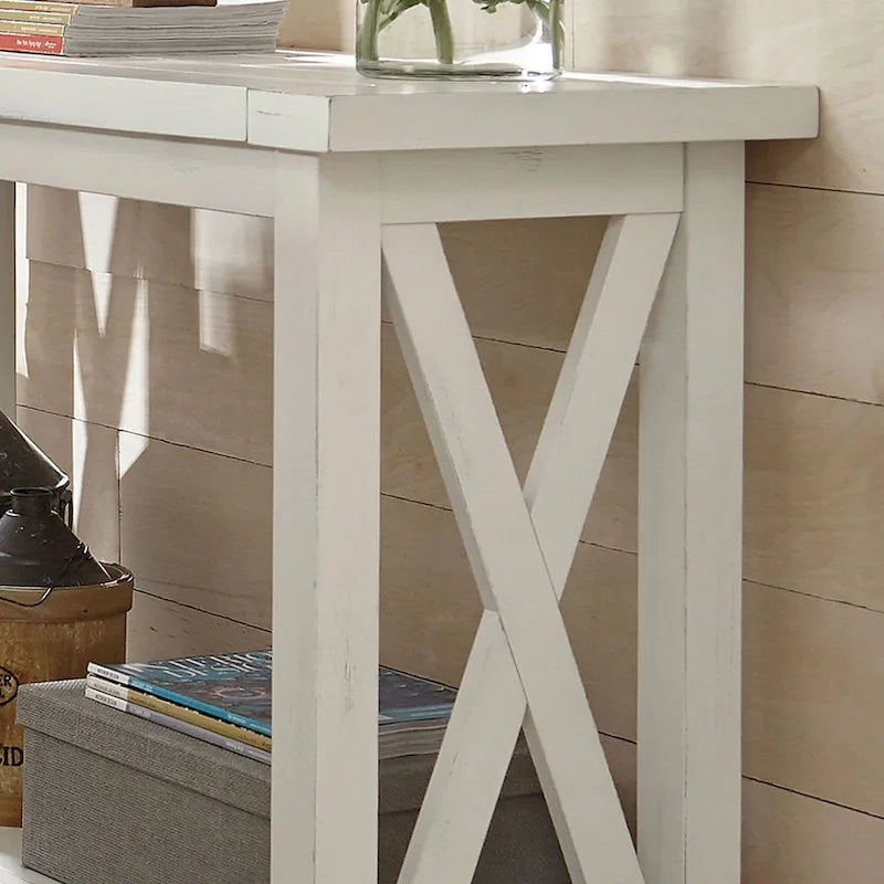 Console en placage de bois blanc cassé pour 1 à 2 personnes